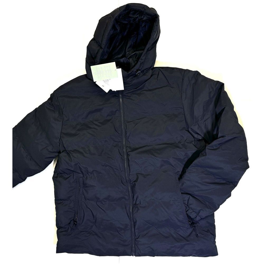 H&M Puffer Jacket Hooded Hoodie Navy Blue H & M Full Zip Men's Size Large